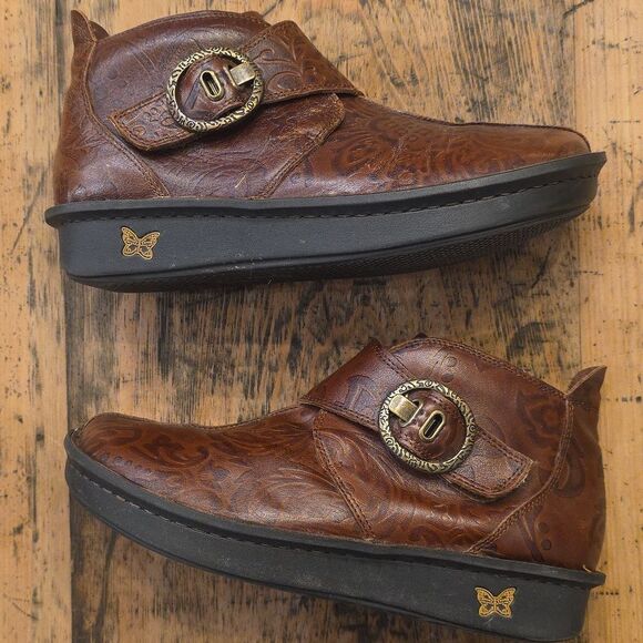 ALEGRIA Caiti Choco Embossed Rose Boot Size 40/9-9.5 Fall Boho Coastal Cowgirl - Picture 5 of 9